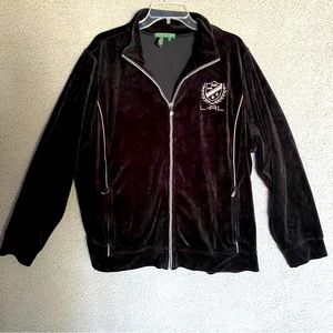 Ralph Lauren Active Velour Top Womens Size 3X Black Full Zip Long Sleeve